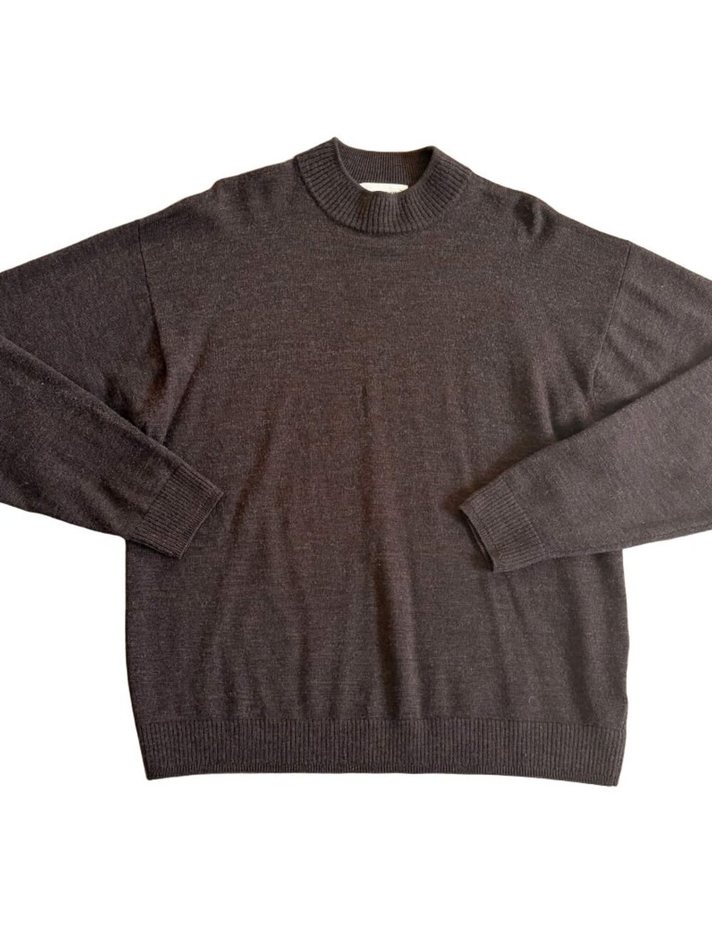 Pronto Uomo Men's Mock Neck Sweater Size L Brown Lightweight Wool Blend Vintage